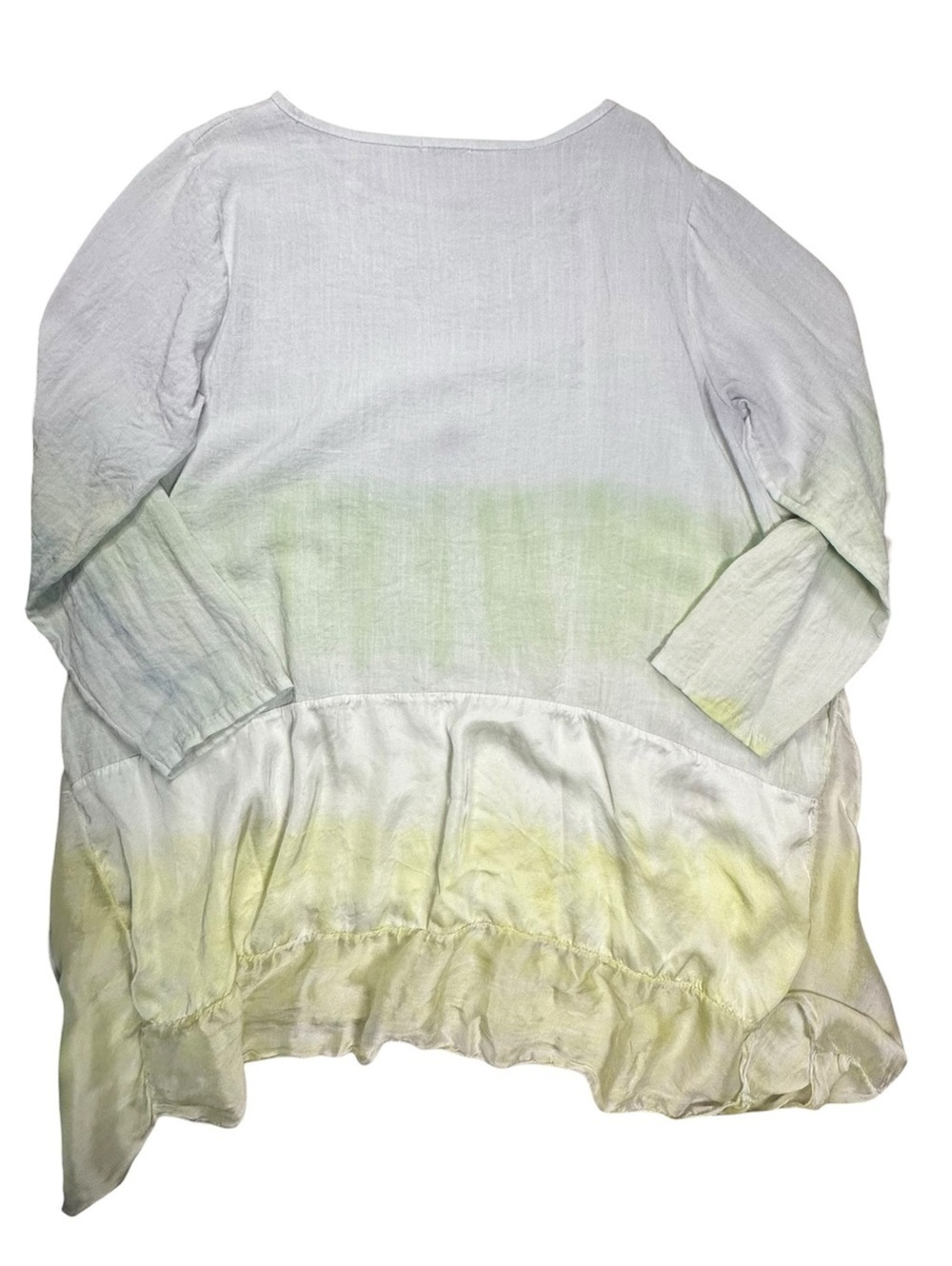 Made in Italy White Green Yellow Ombre Silk Viscose Tunic Swim Cover Up - Picture 3 of 5